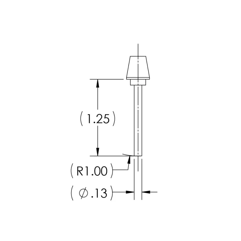 125-straight-hand-piece-electrode-with-1-radius .125 Straight Hand Piece Electrode with 1" Radius