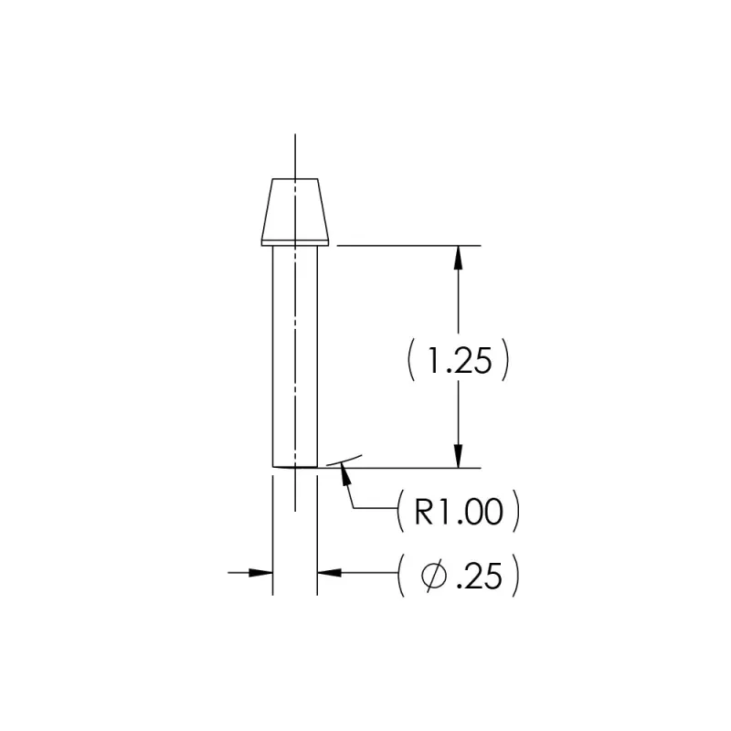 250-straight-hand-piece-electrode-with-1-radius .250 Straight Hand Piece Electrode with 1" Radius