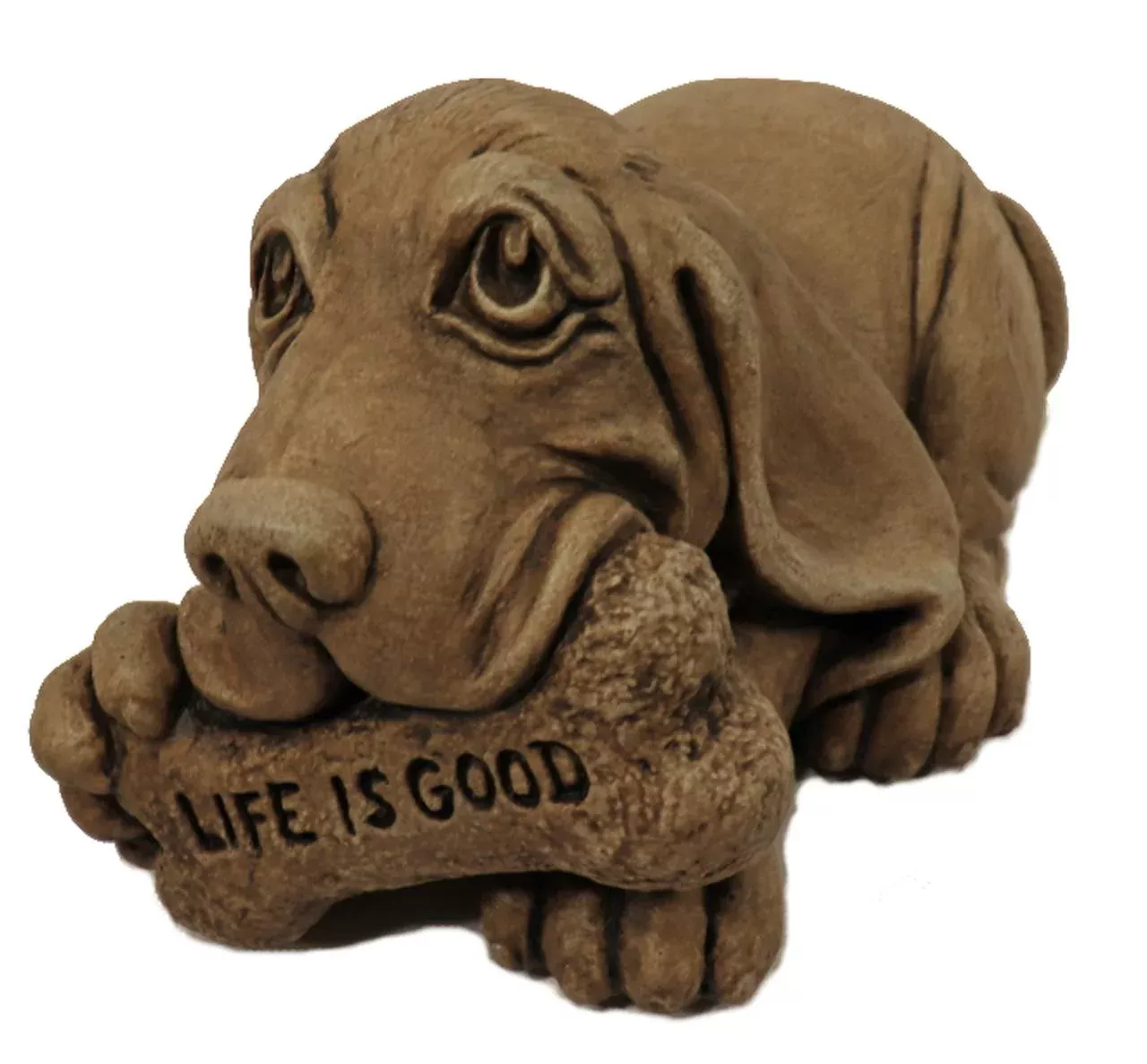 life-is-good-basset-hound-dog-solid-cast-stone-garden-statue 'Life is Good' Basset Hound Dog - Solid Cast Stone Garden Statue